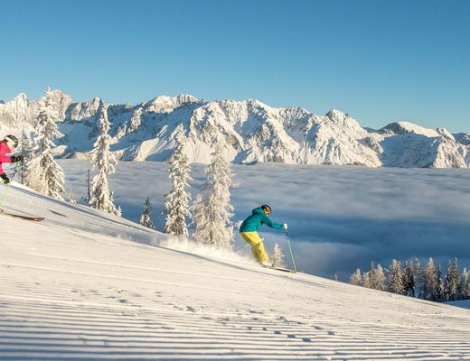Freshly groomed slopes invite you to ski