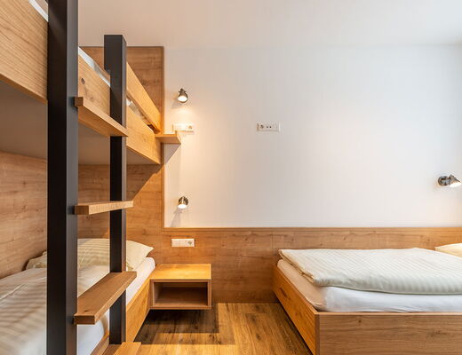 Stockbetten im Kinderzimmer in der Ferienwohnung im Appartementhaus Moser in Rohrmoos Schladming