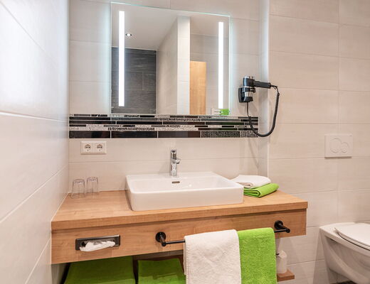 Bright bathroom in the apartment in the Hotel Moser